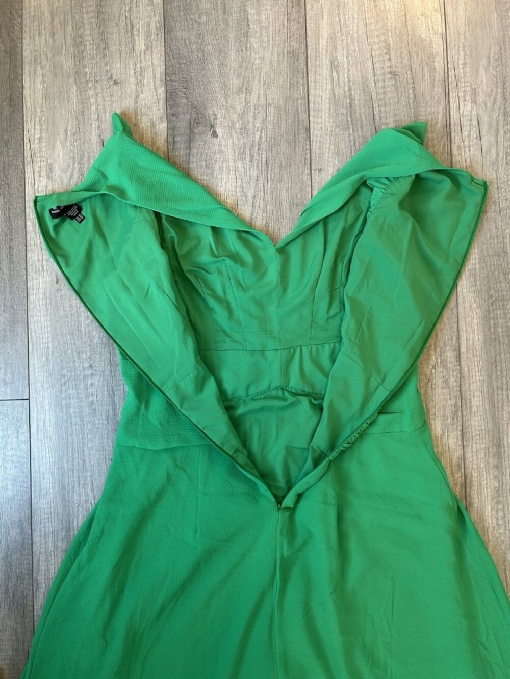 Maggy London Dress Sz 10 Green Chantilly Hi Lo Midi Spring Wedding Guest Ruffle - Picture 13 of 15